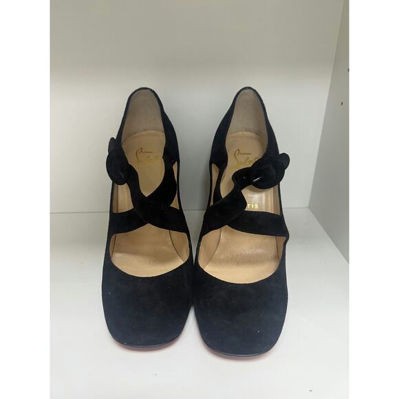 Christian Louboutin Shoes - Christian Louboutin Black Suede Mary Jane Heels - Size 36,5